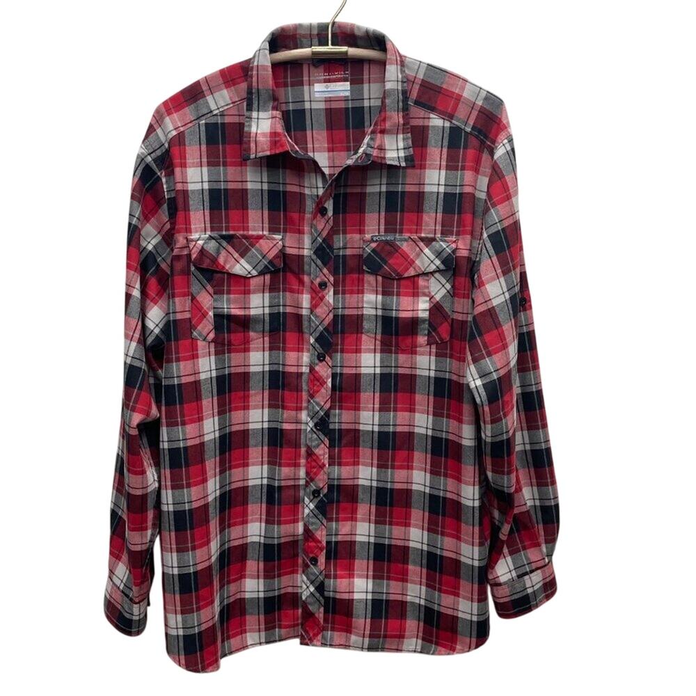 Columbia Omni-Wick Red Plaid Long Sleeve Shirt Men’s Size XL